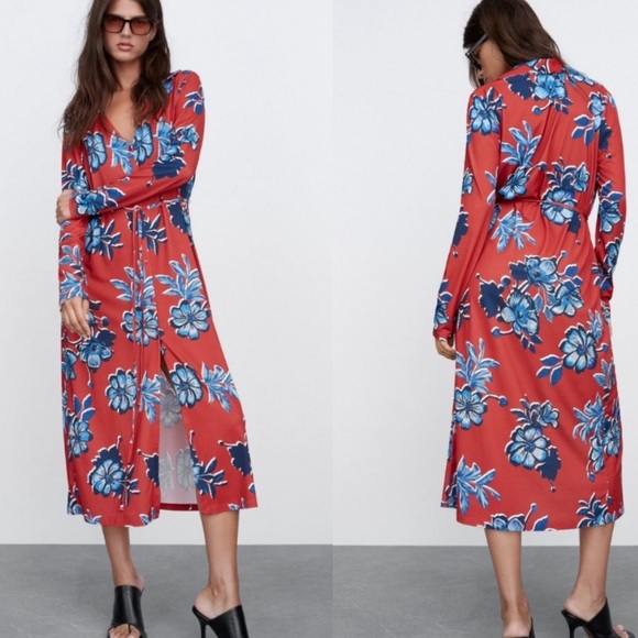 New Zara Floral print bottom from. Tie waist dress - Picture 3 of 10